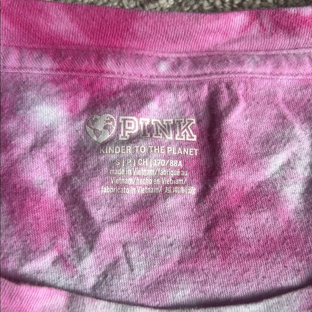 Victoria’s Secret PINK Campus Pink and Blue Tie-Dye T-Shirts - S - Picture 6 of 7